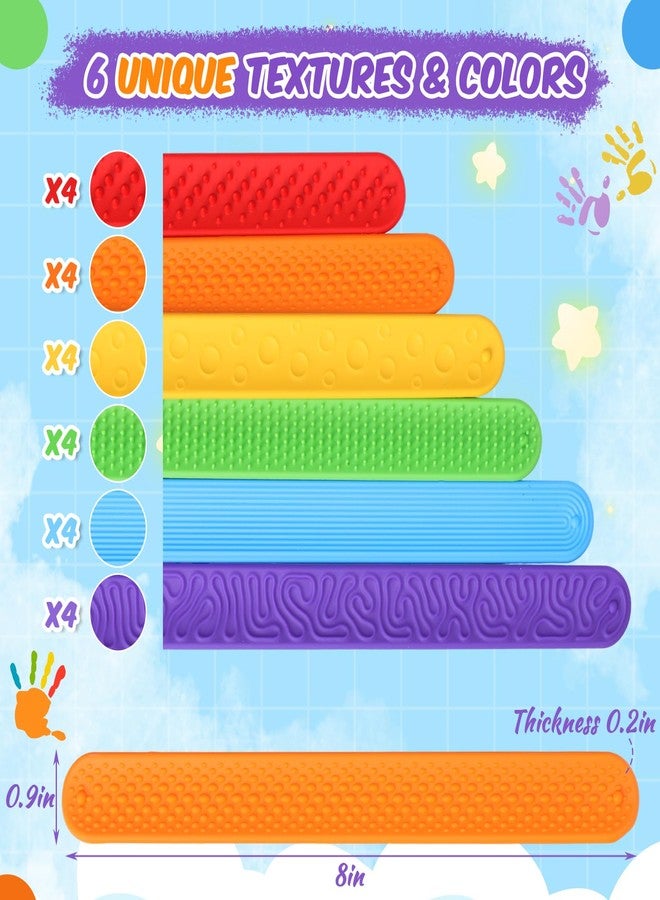 Simgoing Fidget Textured Slap Bracelets Textured Silicone Sensory Bracelet for Autism Calming Sensory Wristbands Wearable Stress Fidgets for Adults Office Desk Travel Gift (24 Pcs) - Image 2